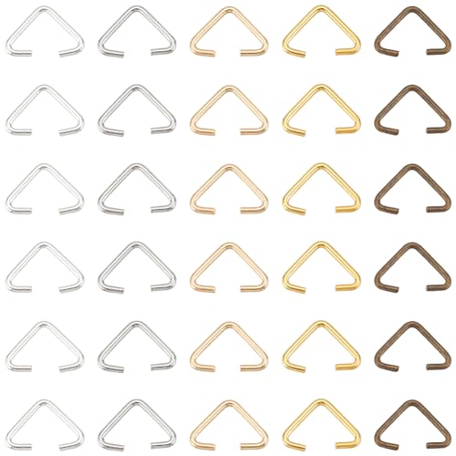 SUNNYCLUE 1 Box 600Pcs Triangle Jump Rings Pinch Clip Bails Open Jump Rings Bulk Triangle Open Pinch...
