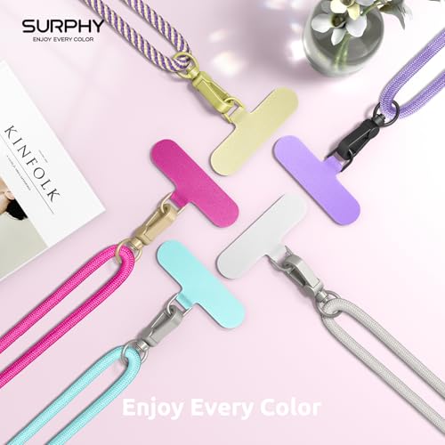 Image of SURPHY Phone Lanyard Crossbody, Phone Strap Crossbody with 2 Tether Tabs | Adjustable Cell Phone Lanyard, Anti Theft Phone Strap, Premium Metal Buckles, Universal Lanyard for Travel, Hot Pink