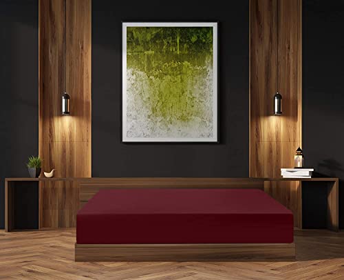 ComfyWell King Size Bed Sheet Bed Cover, Deep Pocket 14 inch (35 cm), Soft Brushed Microfibre Fabric Burgundy Bedding - Image 2