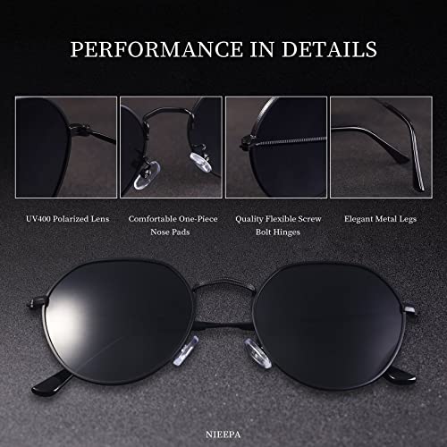 Polarized Polygon Round Sunglasses Classic Half Hexagon Circle Vintage Sun Glasses For Women Men Retro Shades NP10084