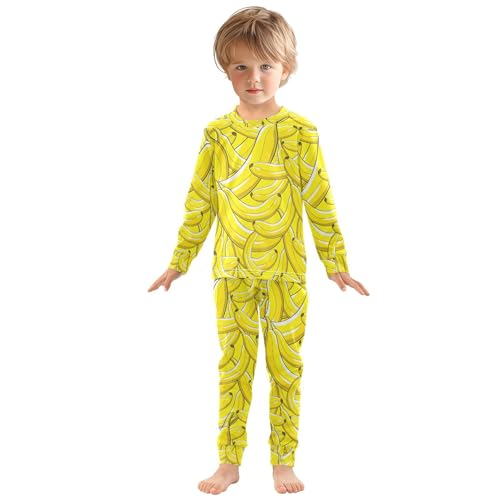 Yellow Banana Pajama Sets Long Sleeve Top with Pants Cotton Soft Sleepwear 2 Piece Pjs Set Size 5T4