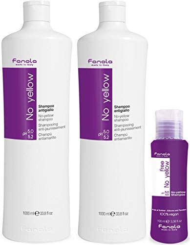 Fanola No Yellow Shampoo, 1000 ml 2 Pack With No Yellow Vegan Travel Size