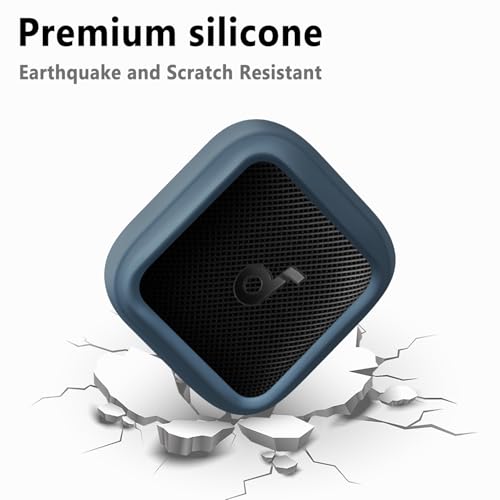 Image of Geiomoo Silicone Cover for Anker Soundcore Boom Go 3i Case, Soft Flexible Scratch Resistant Protective with Carabiner (Navy Blue)