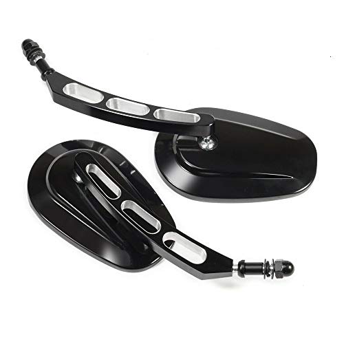 E-Bro Black CNC Sportster Mirrors for 8mm Threaded Harley Davidson Motorcycles - Thumbnail 3