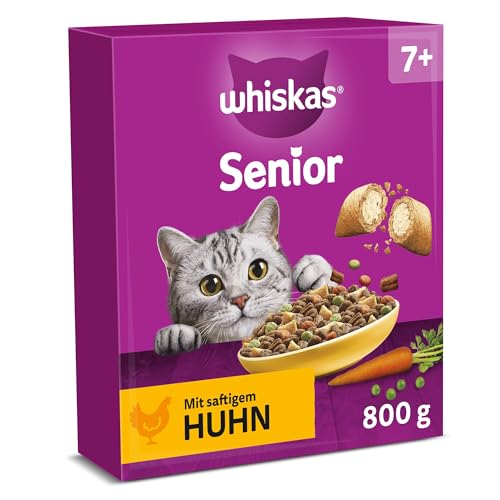 WHISKAS Senior 7+ Trockenfutter für Katzen 5 x 800g mit Huhn