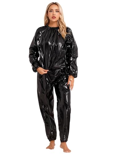 Moggemol Donna Tuta Sudore Sauna Per Dimagrire Tuta Sportiva Boxe Mma Palestra Fitness Running Da Allenamento Nero L