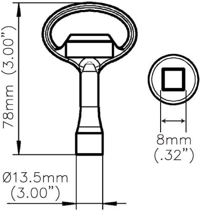 1004-30 EMKA Square Male 8mm Key