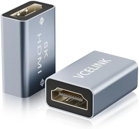 VCELINK HDMI Female to Female Coupler 8K, HDMI 2.1 Female Connector & Extension Adapter, HDMI Extender, Support 8K@60Hz / 4K@120Hz, HDMI2.0, 3D, Roku TV, 2 Pack
