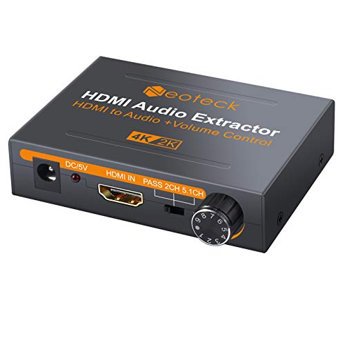 Neoteck 4K HDMI Audio Extractor with Volume Knob, HDMI to Optical Spdif Toslink