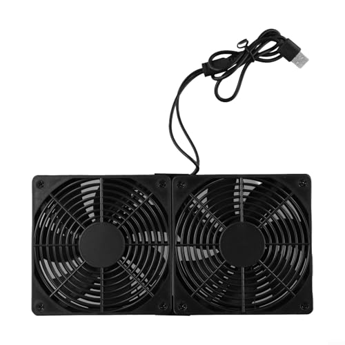 Eawfgtuw Ventilador de refrigeración de PC alimentado por USB de 120 mm 5 V Ventilador dual USB Disipador de calor axial con rodamientos de bolas dobles Bajo ruido 19DB 2000 Rpm 100 Cfm Ventilador de