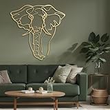 SIGNLEADER Metal Wall Art Decor Elephant Minimalist Modern Abstract Wall Sculpture Hangings Home Decoration for Living Room, Bedroom, Bathroom, Kitchen, Outdoor - 18' Gold