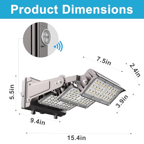 Image of Lightdot 320W LED Wall Pack Lights, 360 Adjustable Panel with Dusk to Dawn Photocell, 48,000Lm 5000K Daylight, IP65 Waterproof & Advanced Heat Dissipation Outdoor Security Lighting(Height:35~45ft)