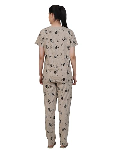 Image of Women's Premium Cotton Print Night Suits - Comfortable & Stylish Pajama Set with Pockets