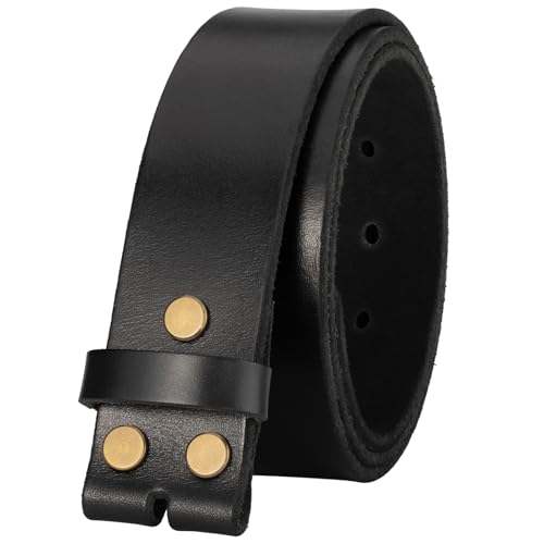 No Buckle Full Grain Leather Belt Men Women Fits With 1.5 Inch Buckle