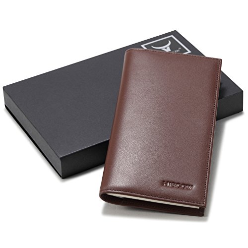 HISCOW Minimalist Leather Checkbook Cover for Men & Women - Italian Calfskin (Brown) - Thumbnail 6