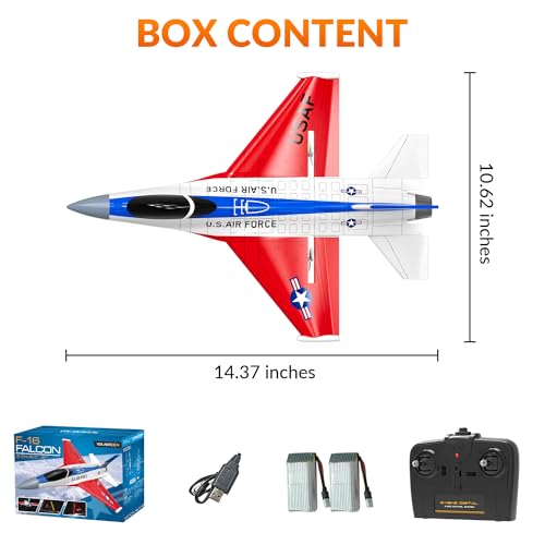 Image of volantexrc RC Plane F-16 Fighting Falcon - 2.4Ghz 2CH Remote Control Airplane Jet Fighter Ready to Fly with Cool Lights, for Beginners,Adults (762-4)