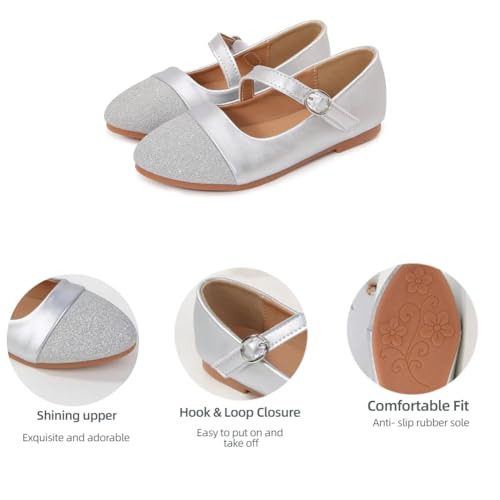 Girls Pointed Toe Mary Jane Ballet Flats Wedding Party Formal School Dress Shoes for Toddler/Little Kids3