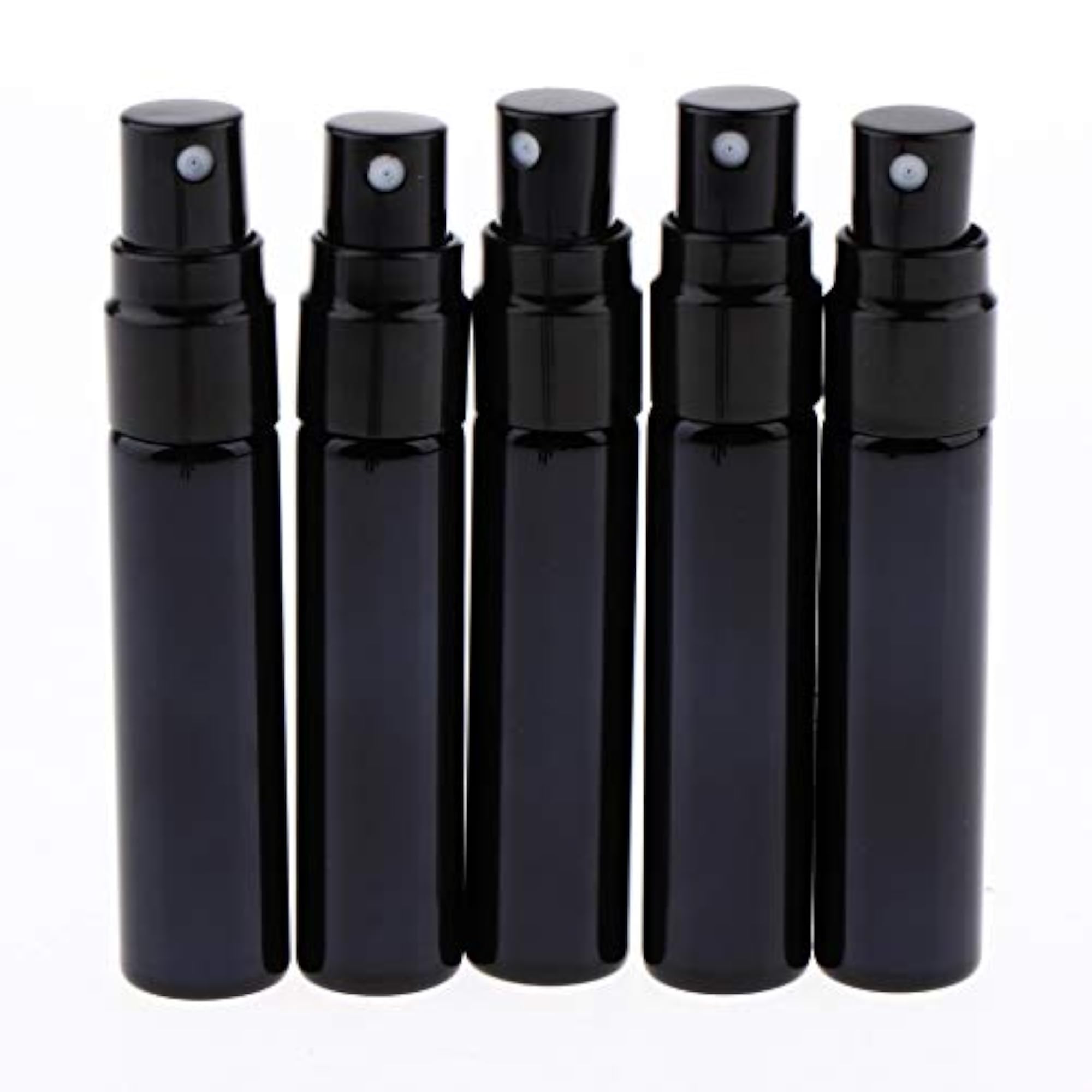 5pcs Glass Spray Bottles Mini Vials Perfume Bottle Cosmetic Container, Black