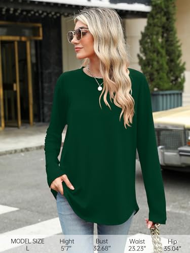 Image of Elesomo Womens Shirts Casual Crew Neck Short /Long Sleeve Tunic Tops Tees