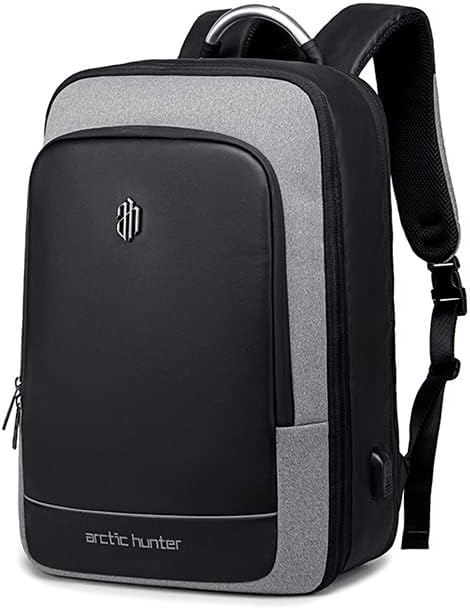WALKENT ARCTIC HUNTER 41L Waterproof, Expandable 17" Laptop Bag, Anti-Theft, Overnighter Convertible Backpack for Travel Office Men Women - Hustle, 3 Compartment, 9 Pockets, Light Grey