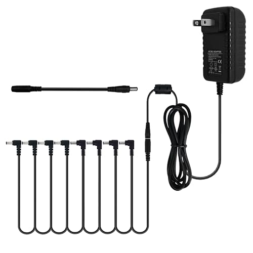 Pigtone Guitar Pedal Power Supply Adapter 9V DC 1A/2A 2000ma Tip Negative 8 Way Daisy Chain Cables for Guitar Effect Pedals?Suitable for Most Guitar Effects Pedals
