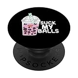 Boba Tea I Suck My Balls I Bubble-Tea Kawaii Otaku Gift PopSockets PopGrip: Swappable Grip for Phones & Tablets PopSockets Adhesive PopGrip