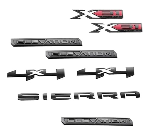 8Pcs Sierra Elevation Blackout Emblems Kit 3D Badge Nameplate Letter Sticker Decal Compatible with 2019-2026 Sierra 85160690 86532071 (Matte Black)