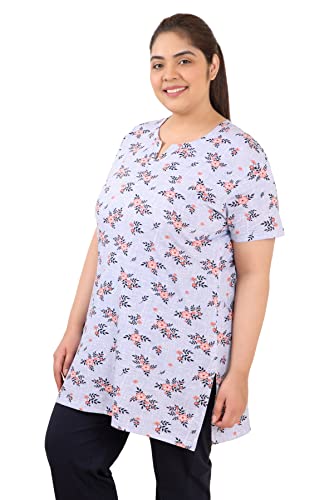 Image of In Love Women's Cotton Plus Size Longline T-Shirt Half Sleeve with Pockets
