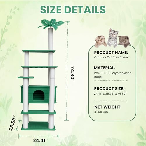 Torre para gatos resistente al clima 74 pulgadas miniatura 7