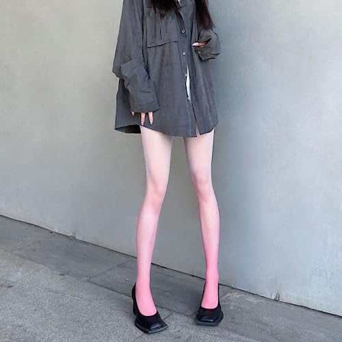 Aobiono Women Girl Y2K Sheer Fishnet Tights Sexy Pantyhose Rhinestone Glitter Gradient Color Aesthetic Cosplay Fairy Cute2