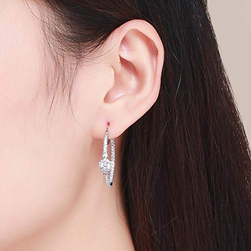 BISAER Gold Hoop Earrings for Women Large 14K White Gold Plated Huggie Earrings Cubic Zirconia Huggie Hoop Earring Cartilage Piercing Earrings Ear Cuff for Women2