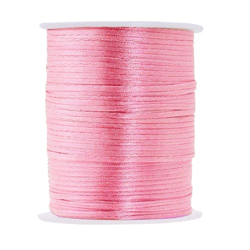 Mandala Crafts 1mm Rose Pink Satin Cord for Macrame Chinese Knotting
