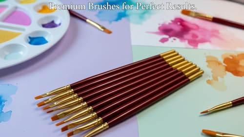 Image of polo Synthetic Hair Flat Brushes 3 | Pack of 10 | Premium Fine Edge Paintbrush Set for Acrylic, Wate
