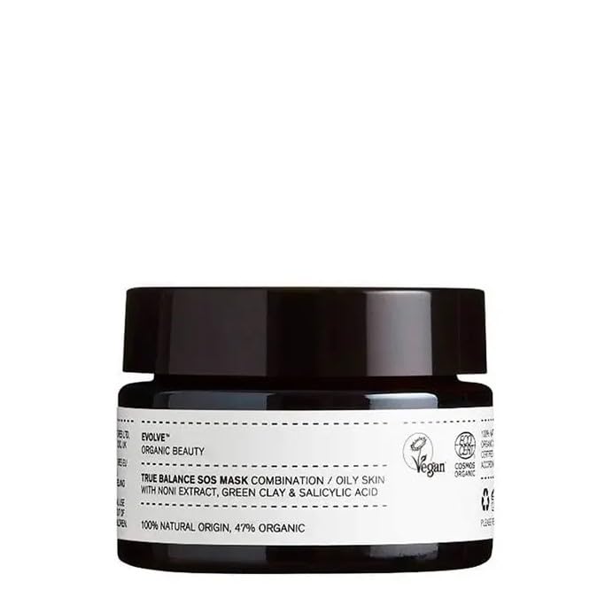 Evolve Organic Beauty - True Balance SOS Mask for Combination to Oily Skin | Organic, Vegan, Cruelty-Free Beauty (1 fl oz | 30 ml) Packaging May Vary