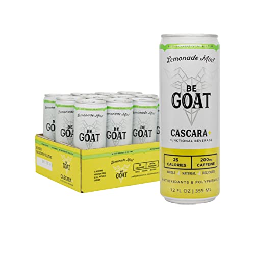Begoat Clean Energy Drink | Non-Gmo, Vegan, Gluten-Free, Plant-Based With 200Mg Of Caffeine, 25 Calories & 7 Net Carbs | Natural Caffeine From Cascara+ That Is Packed With Antioxidant & Polyphenols | 12 Fl Oz (Pack Of 12) (Lemonade Mint #TOP25