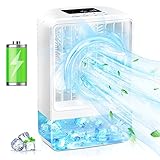 💖 Cómodo de llevar: este pequeño air cooler con batería se puede mover al lugar donde desea usarlo. Unidad de aire acondicionado portátil adecuada para el hogar, la oficina, el dormitorio, el exterior, etc. Tenga en cuenta que este enfriador de aire es solo para uso personal. El enfriador aire pequeño puede proporcionar un enfriamiento de superficie 5-6 ℃ más bajo que los ventiladores comunes, y no puede enfriar toda la habitación, y no se puede comparar con los acondicionadores de aire grandes