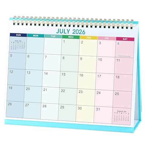 2023-2024 Desk Calendar - Standing Flip Desktop Calendar 2023-2024, 9.8" x 8.3", Jan. 2023 - Jun. 2024, Desk Calendar with Thick Paper, Memo Pages + Twin-Wire Binding + Unruled Blocks - Colorful Lump