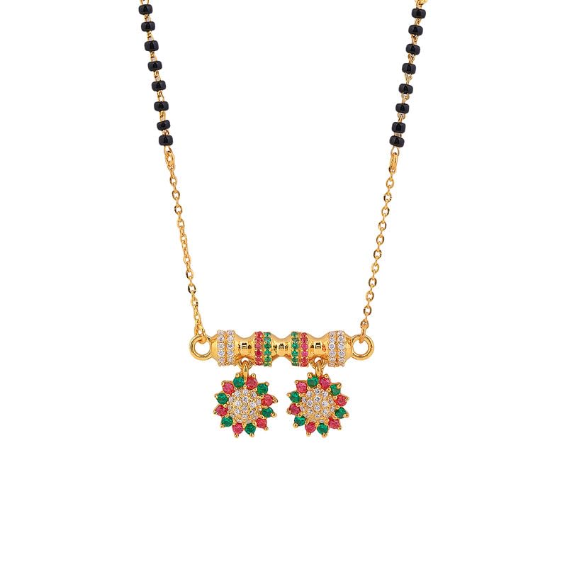 925 Sterling Silver Ruby Green Kala Mani/Black Beads Mangalsutra For Women | Hypoallergenic | Tanmaniya | Pure Silver Gift For Wife-image-43