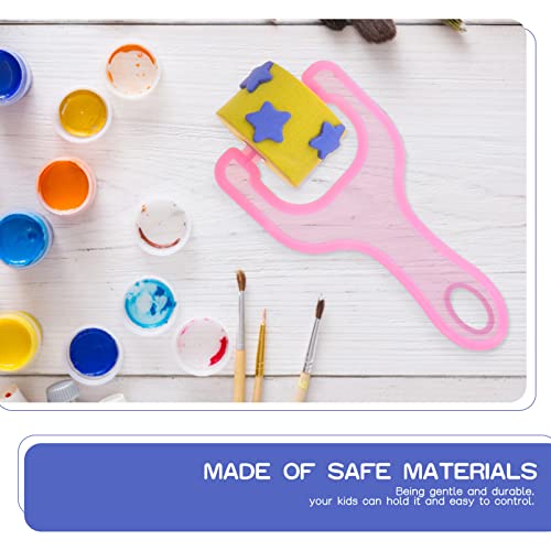 Stobok 8Pcs Drawing Sponge Roller Brush Foam Painting Stamper Brush Kids Paint Graffiti Diy Tool With Handle For Arts Craft Painting Drawing Rosy #TOP2