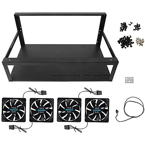 Estructura de minería con ventilador hidráulico para 6 8 12 GPU ETH ETC Zec