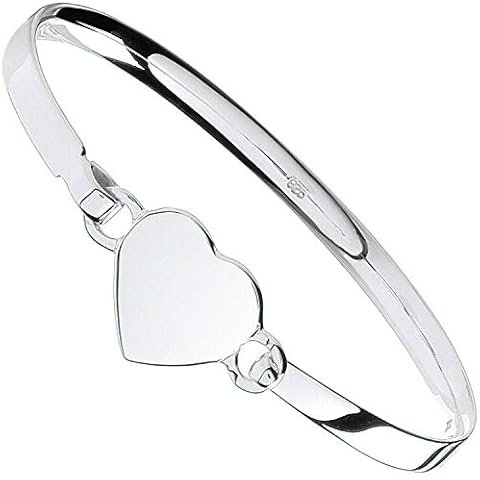 Silver Childs Heart Bangle Hallmarked British Made Boxed Cover