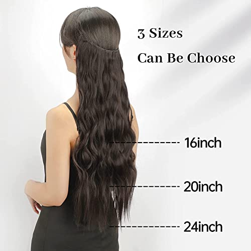 Kookastyle Invisible Wire Hair Extensions With Transparent Wire Adjustable Size 4 Secure Clips Long Wavy Secret Hairpiece (24 Inch, Black) #TOP6