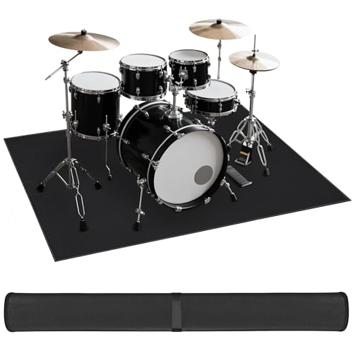 OUUTMEE 120×180CM Tapis pour Batterie et Percussions Antidérapant & Insonorisé, Tapis Professionnel de Jazz, pour Grosse Caisse Claire et Autres Instruments de Musique (Noir)