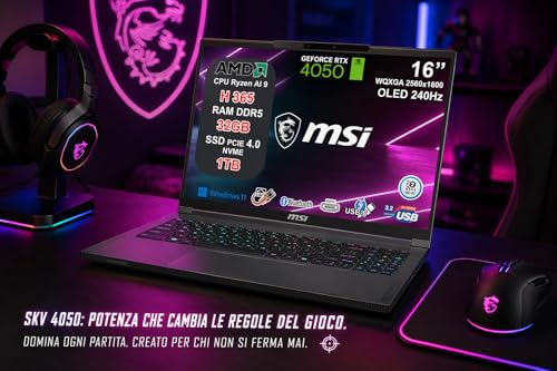 Creator A16 AI+ Notebook 16" OLED QHD+ 240Hz, Ryzen AI 9 H 365 10 Core fino a 5.0GHz, 32GB RAM, 1TB SSD, RTX 4050 6GB GDDR6, WiFi 7, Thunderbolt 4, Tastiera RGB, Fingerprint, 2 Anni Garanzia - Notebook - Immagine 3