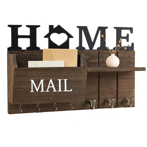 Soporte de correo y llaves para pared en madera noble de diseño 8