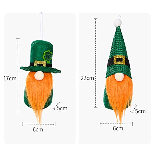 Ornamentos de gnomo, 2 peças, decorações de dia de São Patrício, enfeite de boneca de elfo irlandês