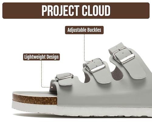 Image of Project Cloud 100% Genuine Leather Summer Sandals for Women 2026 - Memory Foam & Cork Footbed Beach Vacation Essentials Womens Sandals Comfortable Lightweight Slides for Women Footwear (Capri)