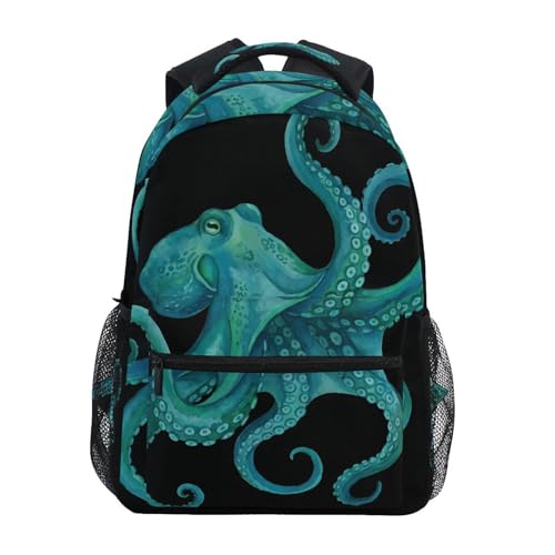 ALAZA Watercolor Octopus Large Backpack for Kids Boys Girls Student Personalized Laptop iPad Tablet Travel School Bag with Multiple Pockets