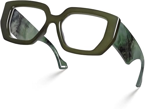 Laemzinv Gafas de luz azul para mujer, marco cuadrado de acetato grueso de gran tamaño, para gafas de computadora y gafas de juego LA022