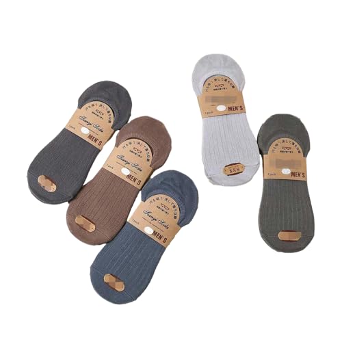 5 pairs - Men's retro style slim striped boat socks, student business simple and personalized short tube socks